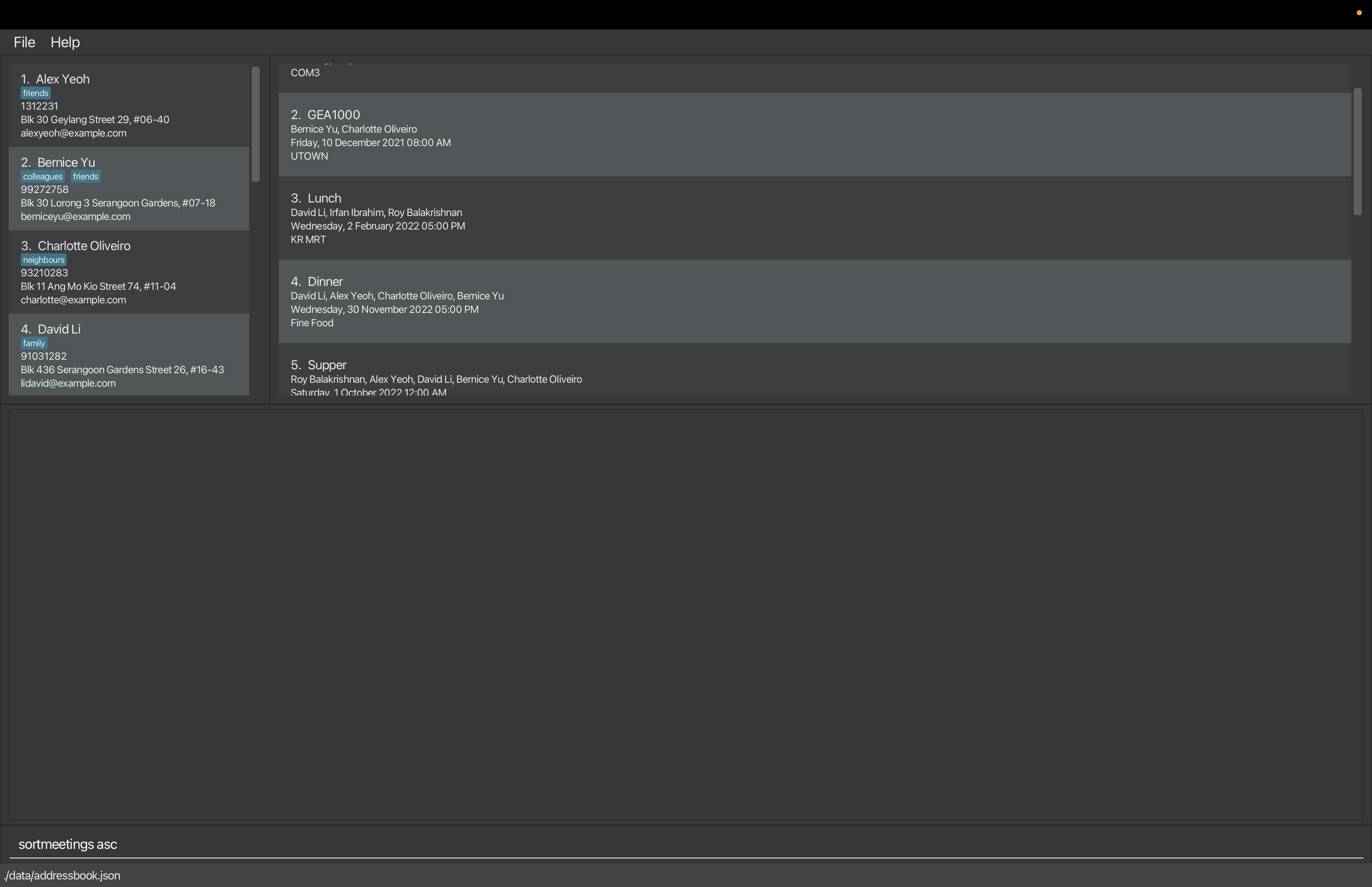 sortmeetings function not working · Issue #2 · Shawn532/pe · GitHub