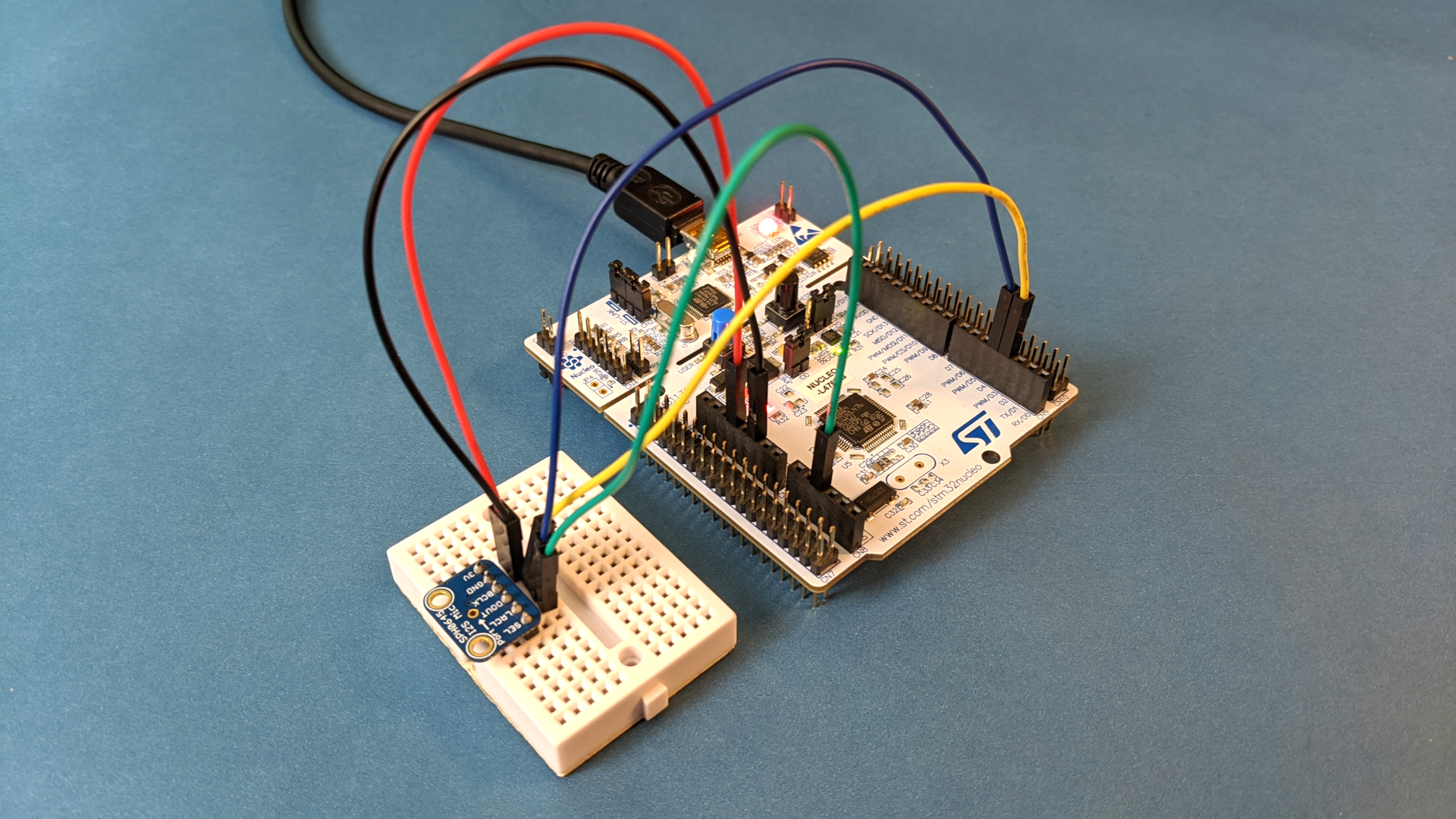 STM32 Nucleo-L476RG and MEMS microphone breakout board
