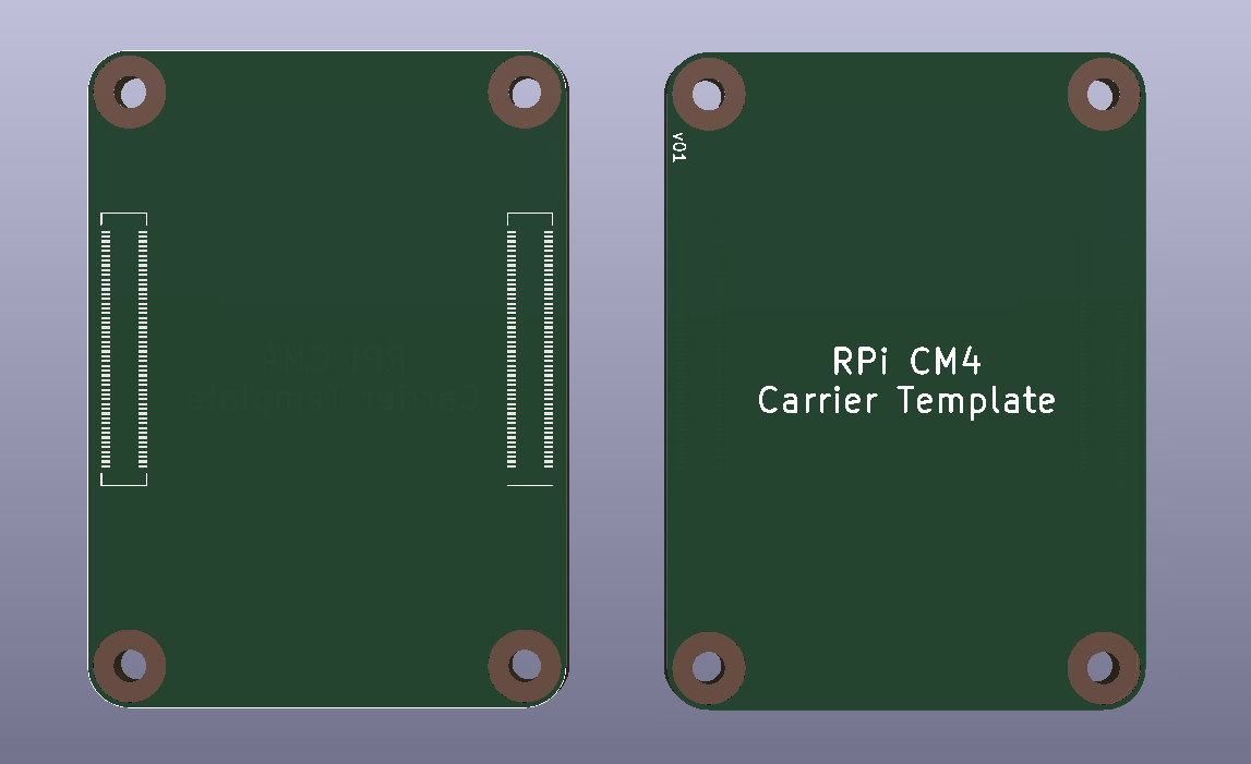 Rendered example of RPi CM4 Carrier Template PCB
