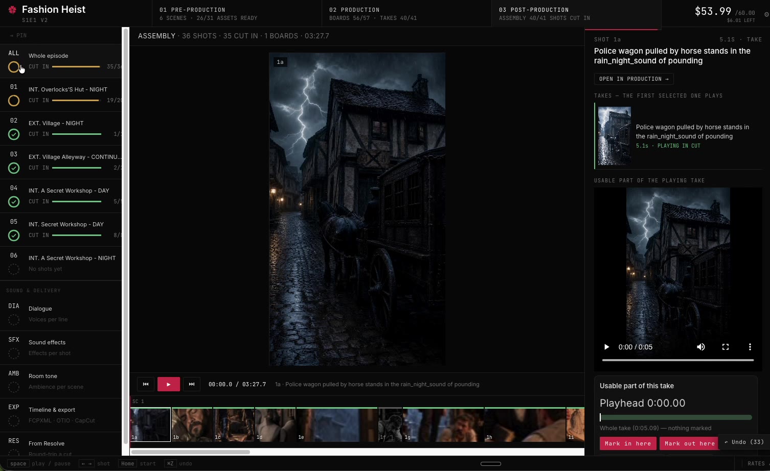 Timeline and export