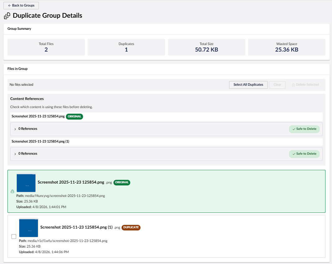 Duplicate Group Detail