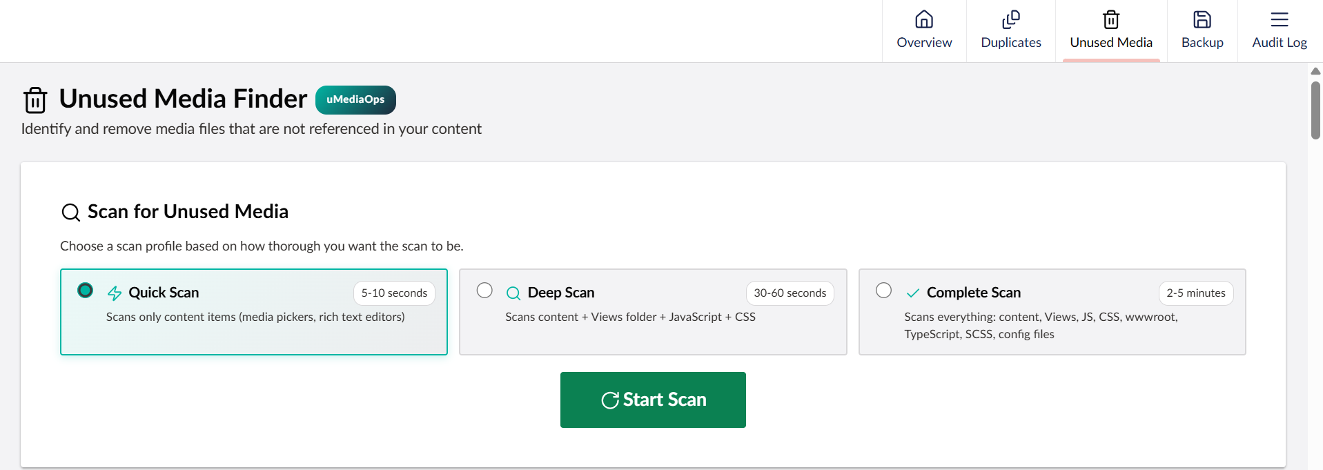 Unused Media Finder