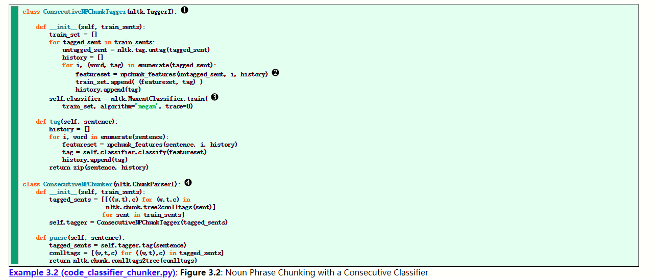 Figure 3.2: Noun Phrase Chunking with a Consecutive Classifier