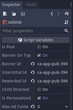 AdMob properties