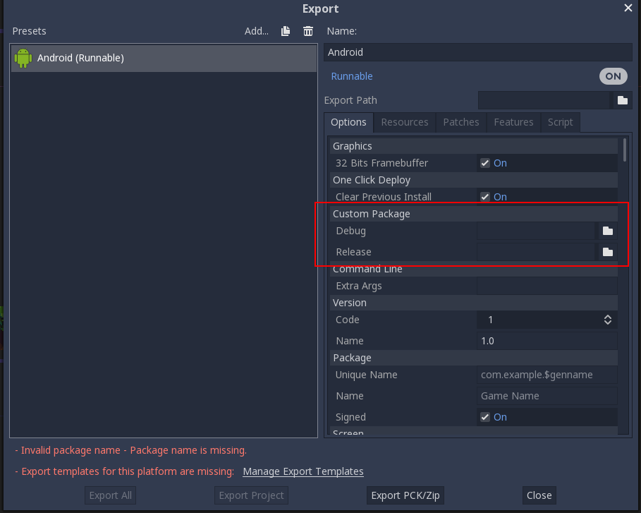 Export Screenshot