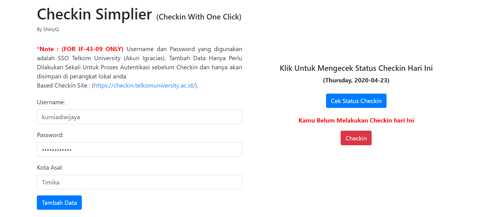 GitHub - ShinyQ/Laravel-Simplify_Daily_Checkin: Simply Your Daily Check ...