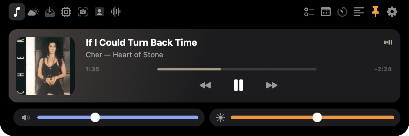 Shiny Notch showing Now Playing