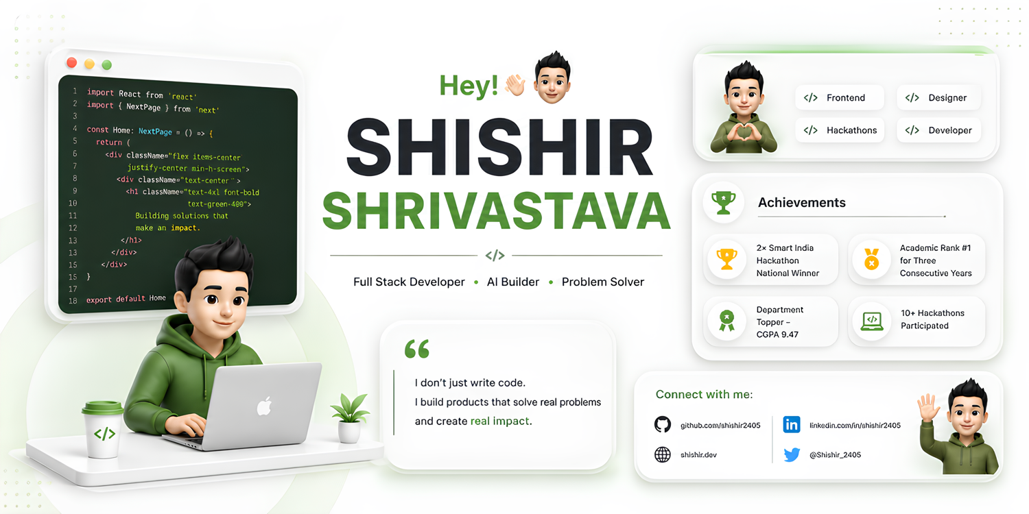 Shishir Shrivastava — Full Stack Developer · AI Builder · Problem Solver
