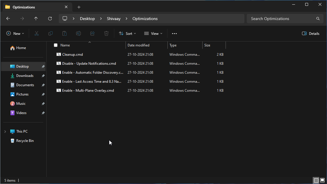 Optimizations-Folder