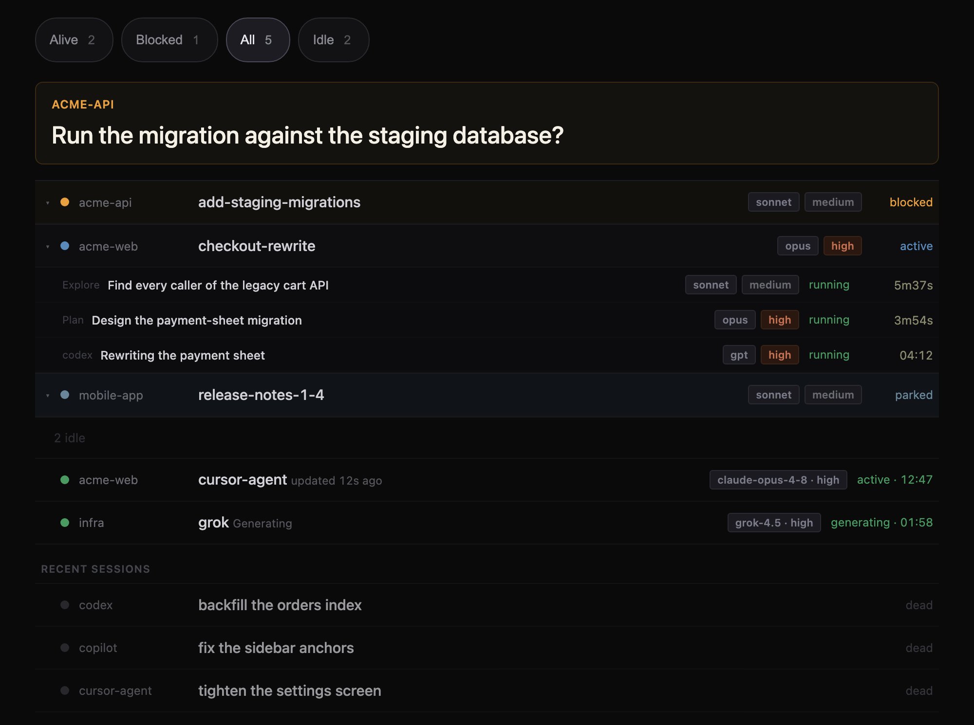 Agent Radar dashboard