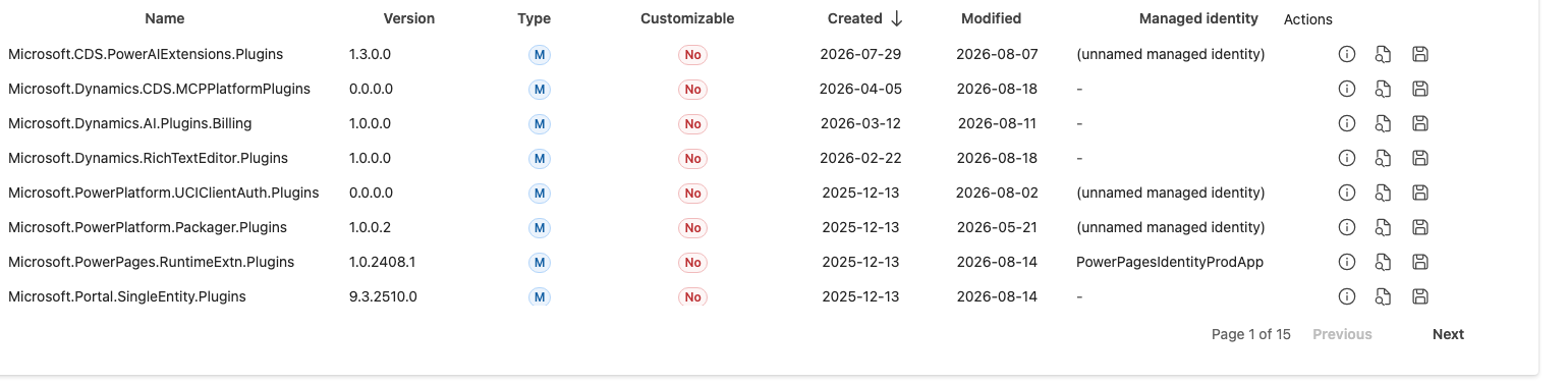 Plugin Assemblies List