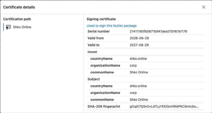 Certificate Details