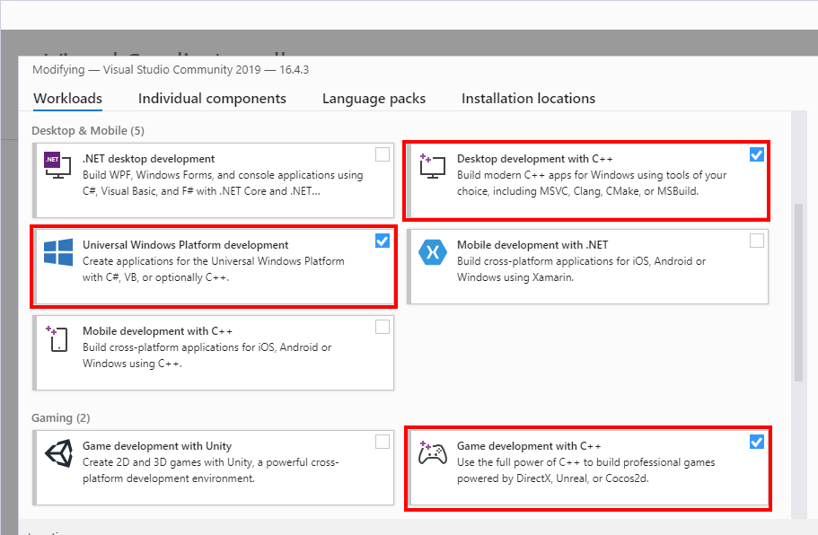 Visual Studio Workloads