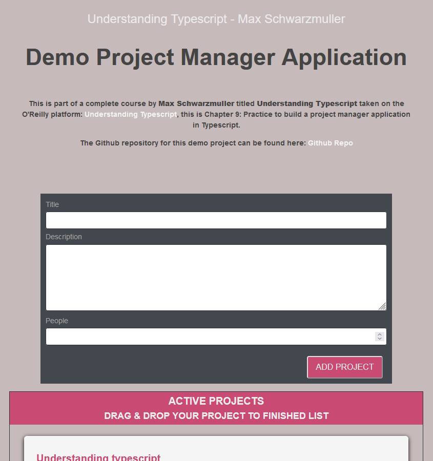 Demo Project Manager Application