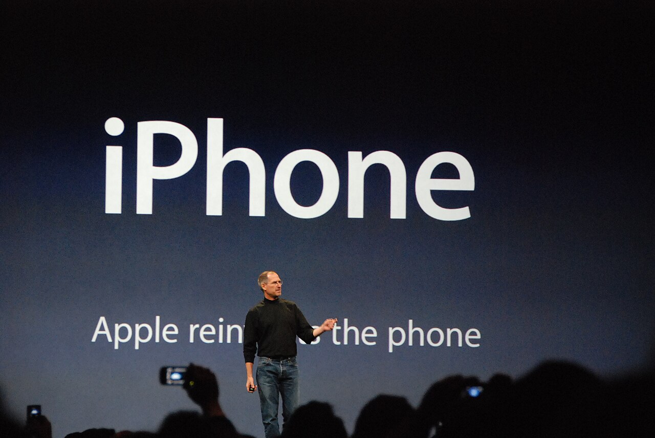 Steve Jobs unveils the first iPhone at Macworld 2007