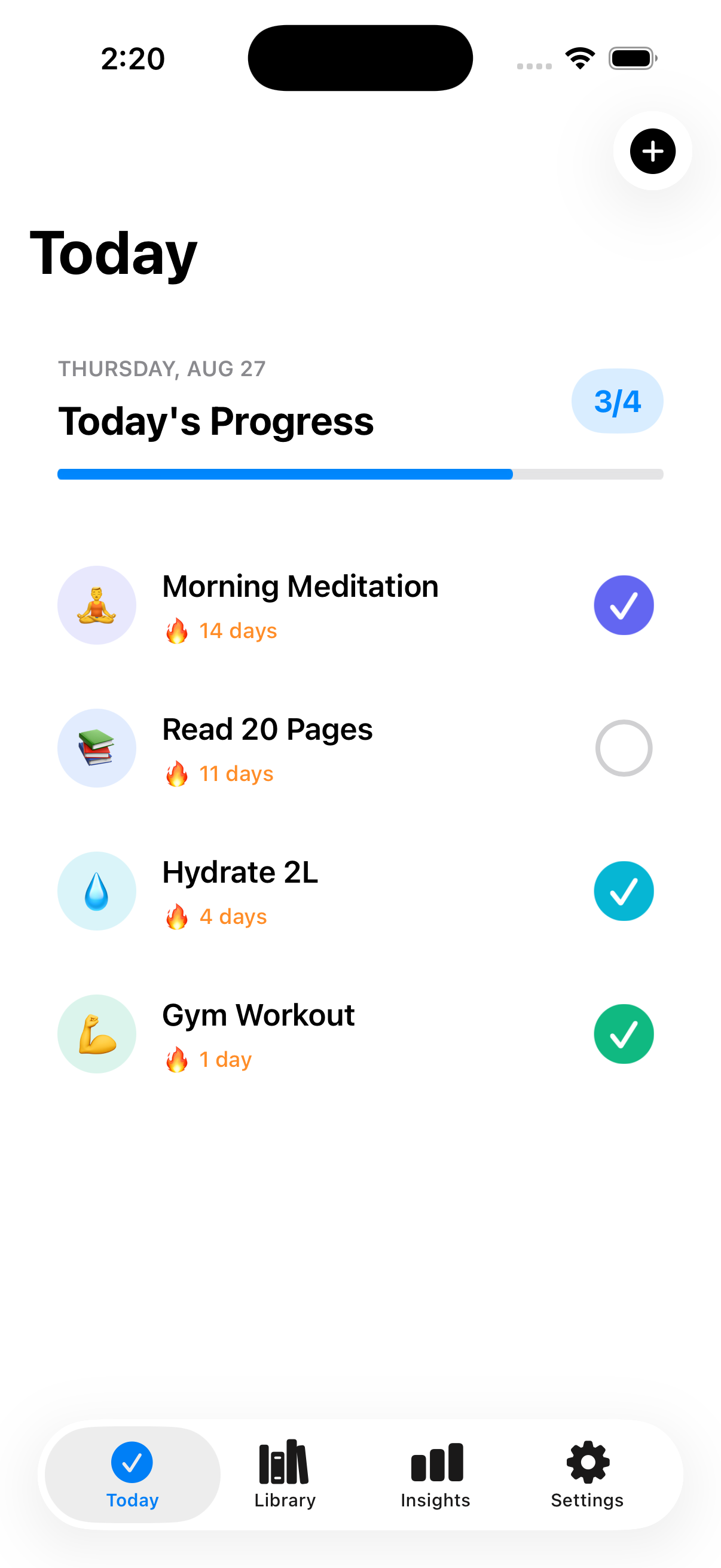 Daily Dashboard & Progress