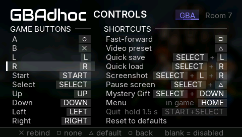 The Controls page