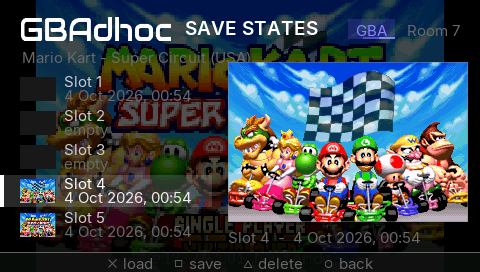 The Save States page