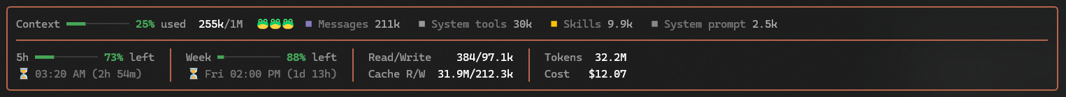 cockpit above the Claude Code prompt