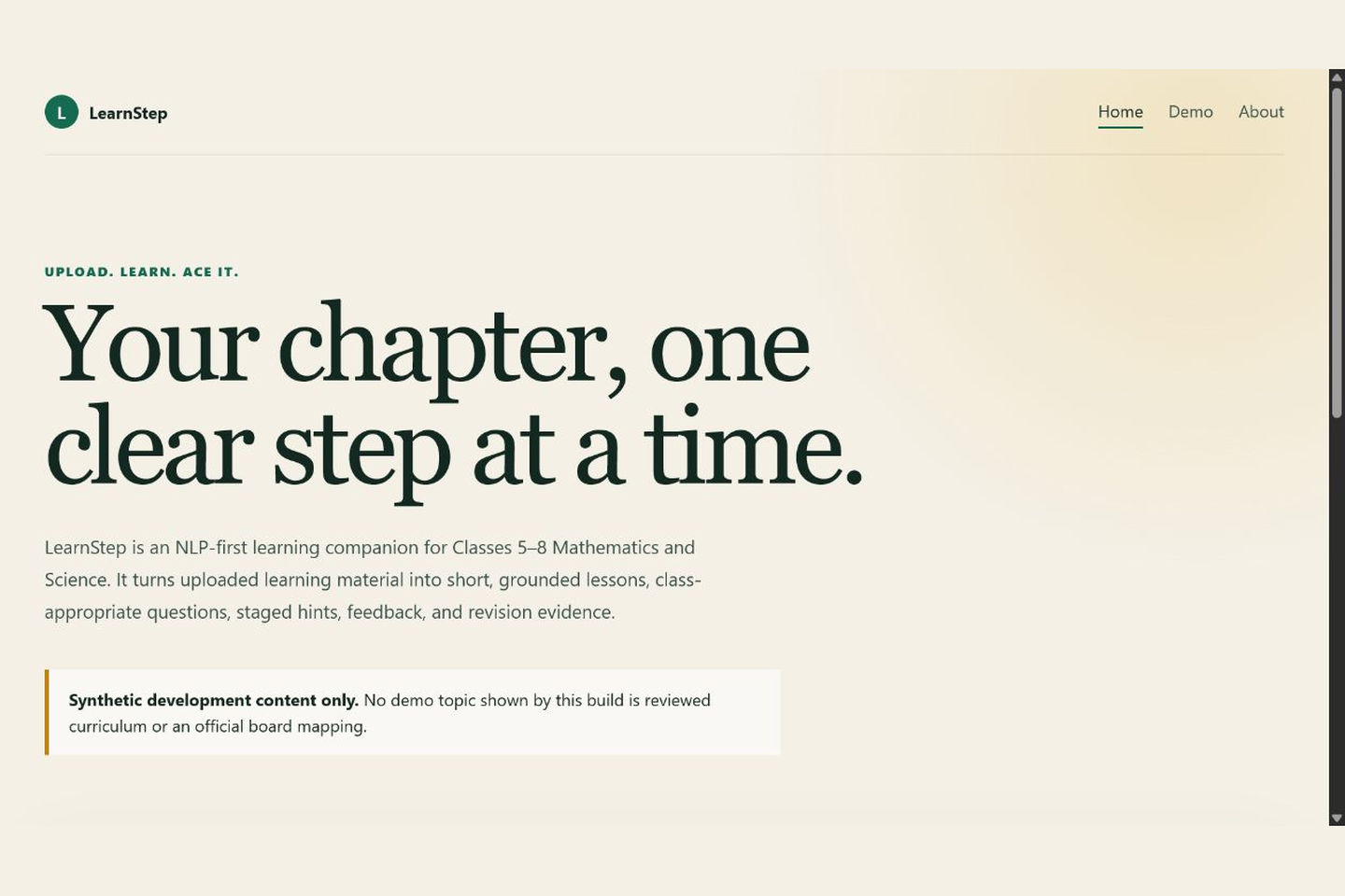 LearnStep landing page