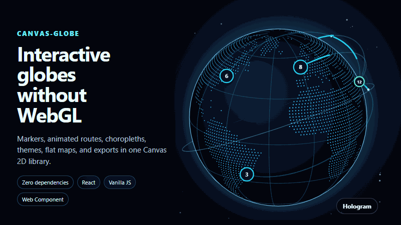 Animated CanvasGlobe demo