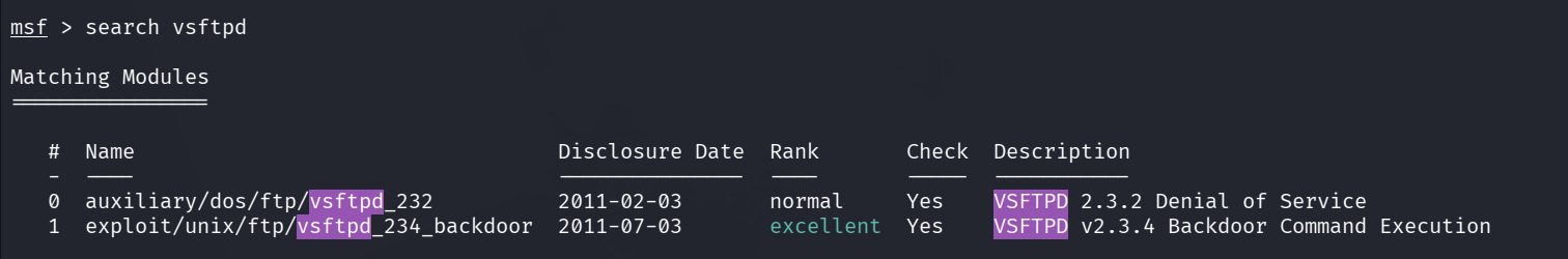 查看 Metasploit 模块搜索