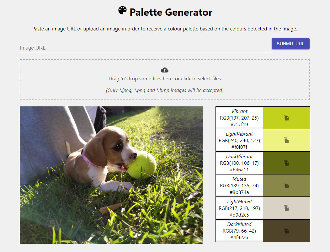 GitHub - Shrugsy/Palette-Generator: Palette generator based on image ...
