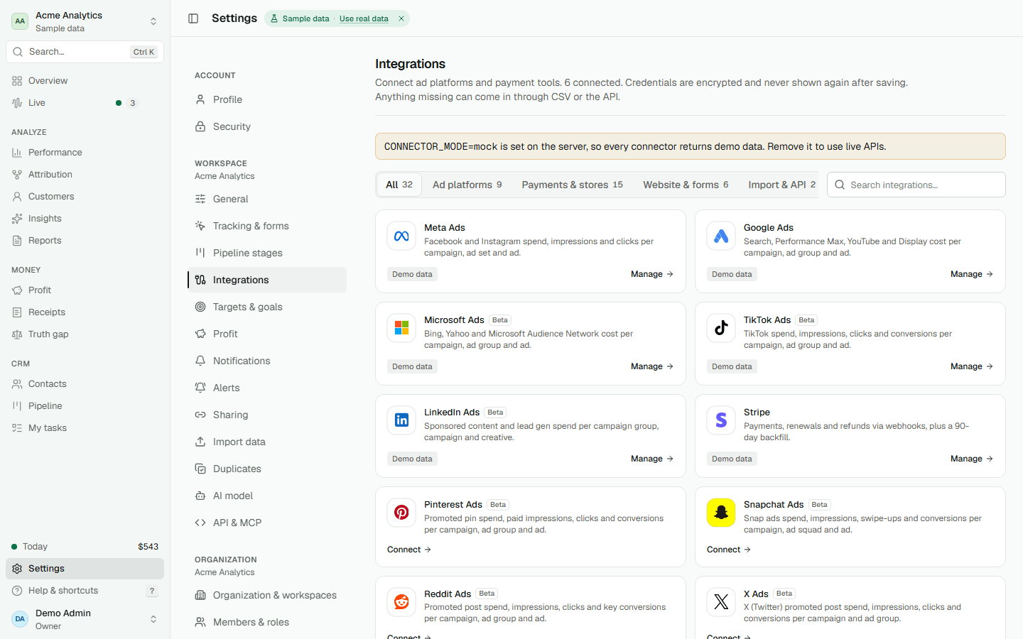 Integrations catalog