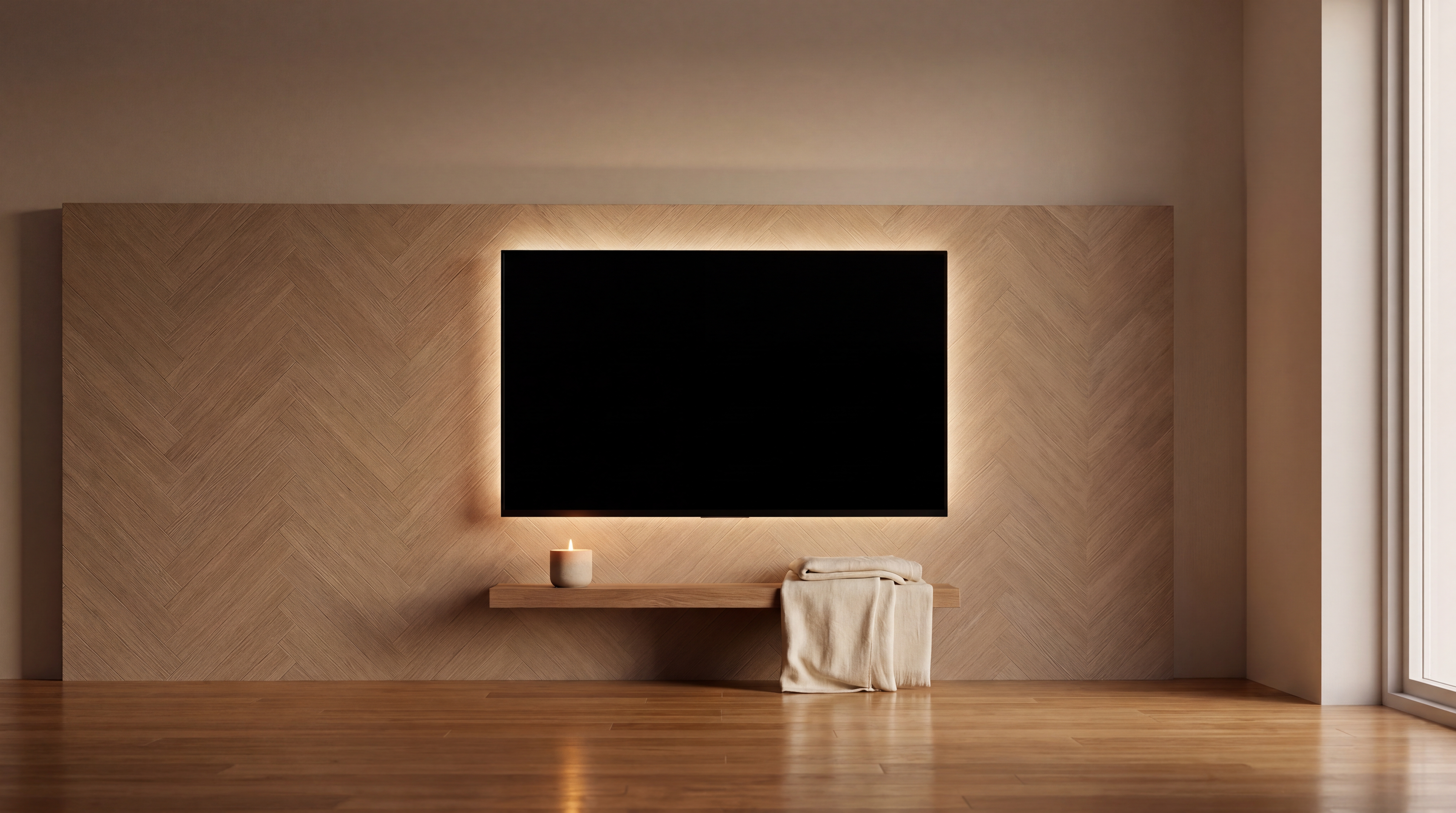 壁掛けテレビをおしゃれに魅せる5つの演出を象徴するリビングコーディネート