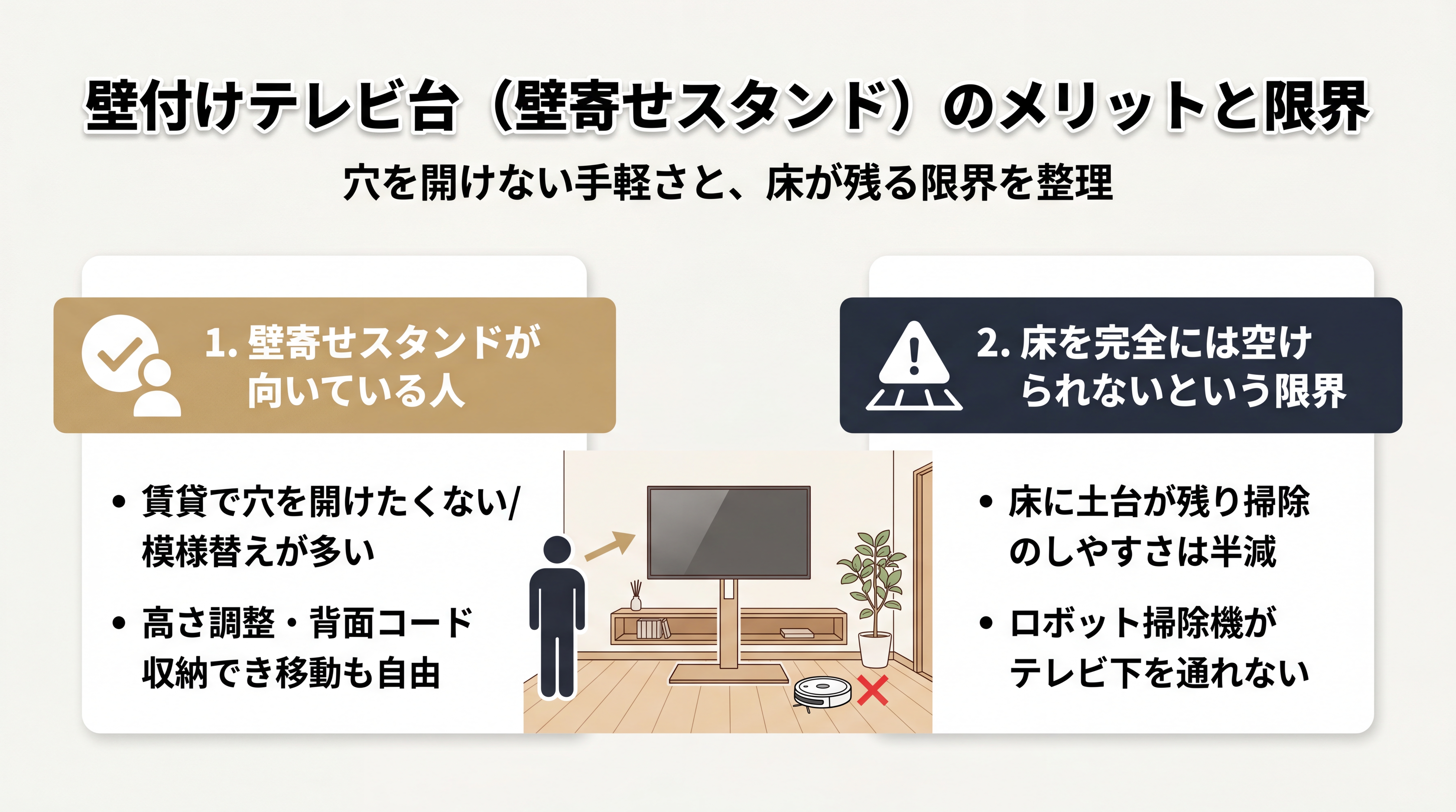 壁付けテレビ台（壁寄せスタンド）のメリットと限界