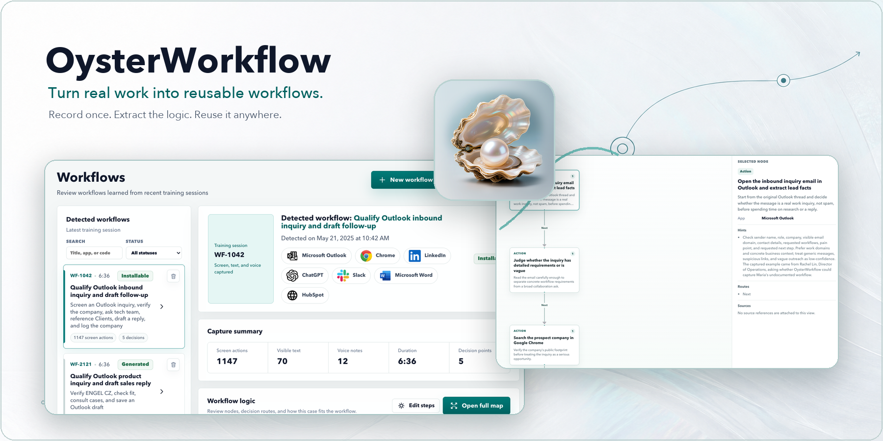 OysterWorkflow turns recorded computer work into a reusable workflow graph