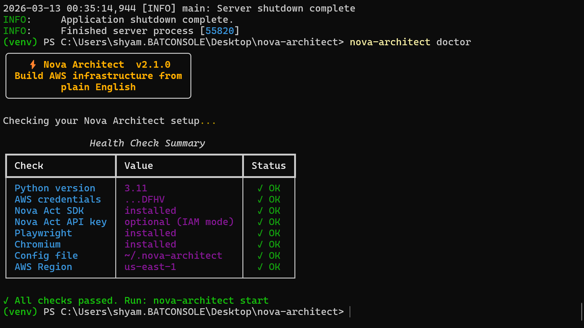 Nova Architect CLI Health Check