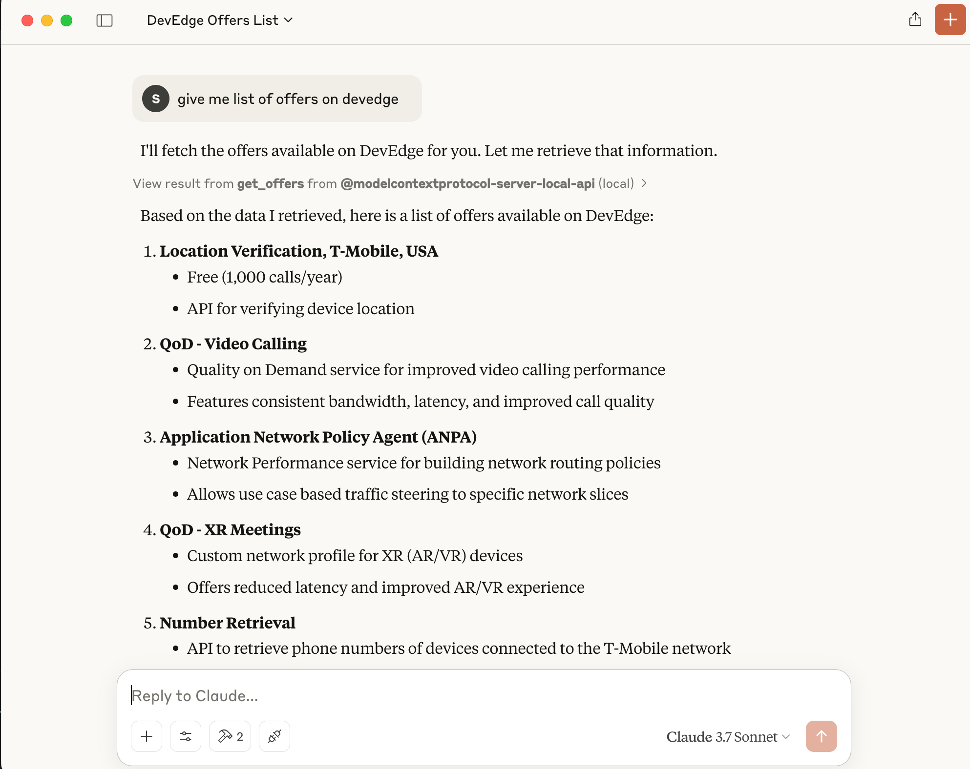 Claude Chat Example