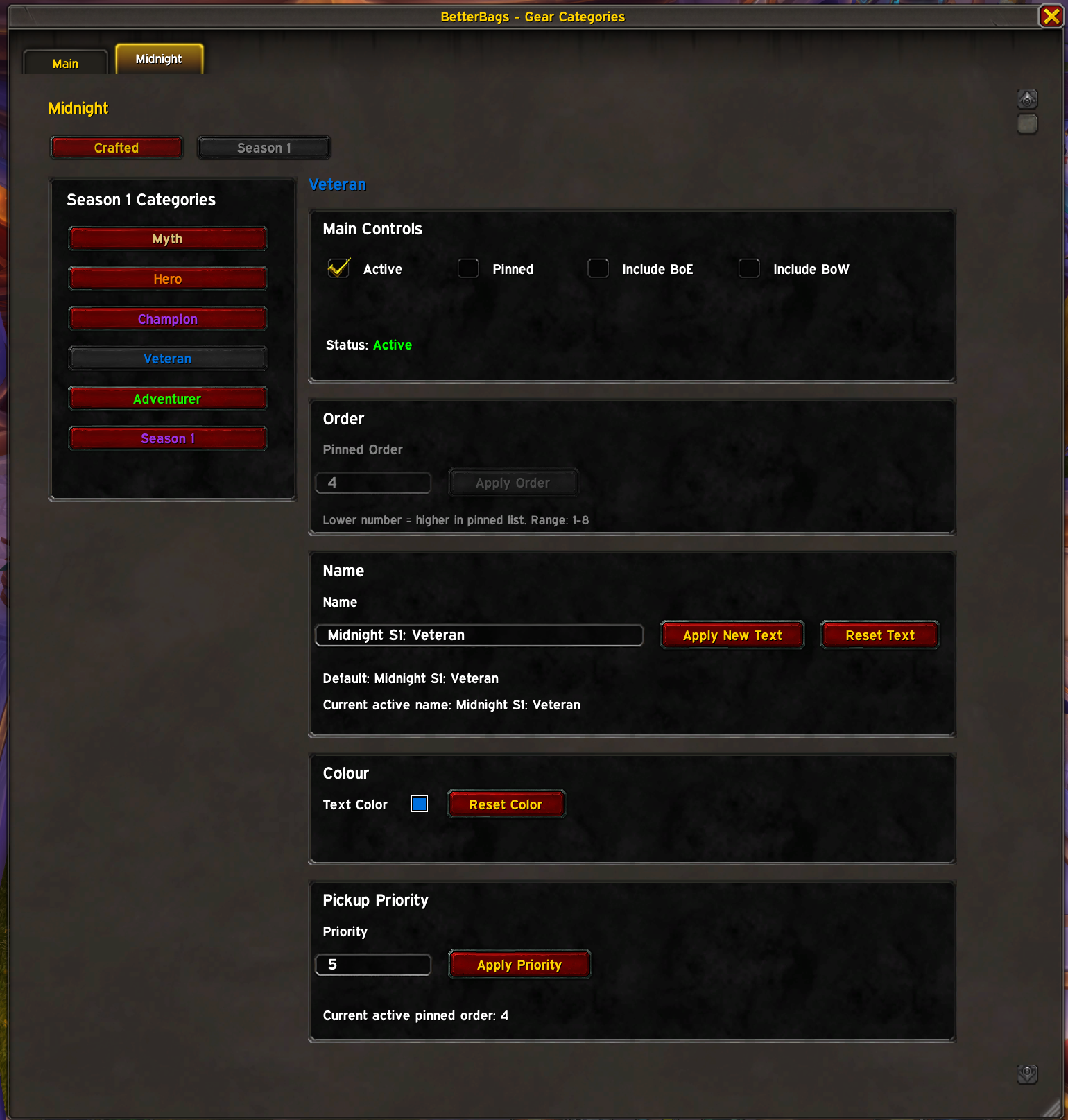 Veteran Config
