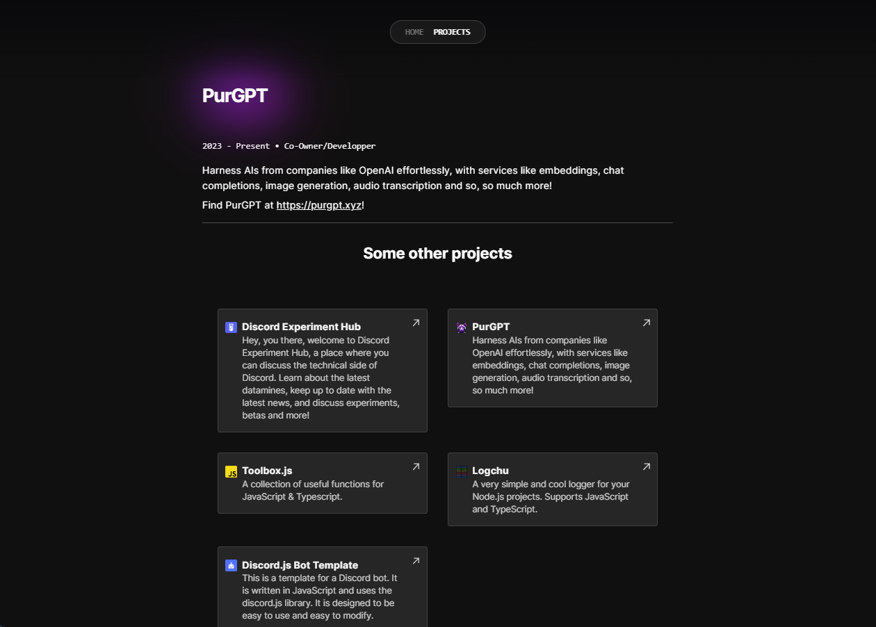 Project page screenshot