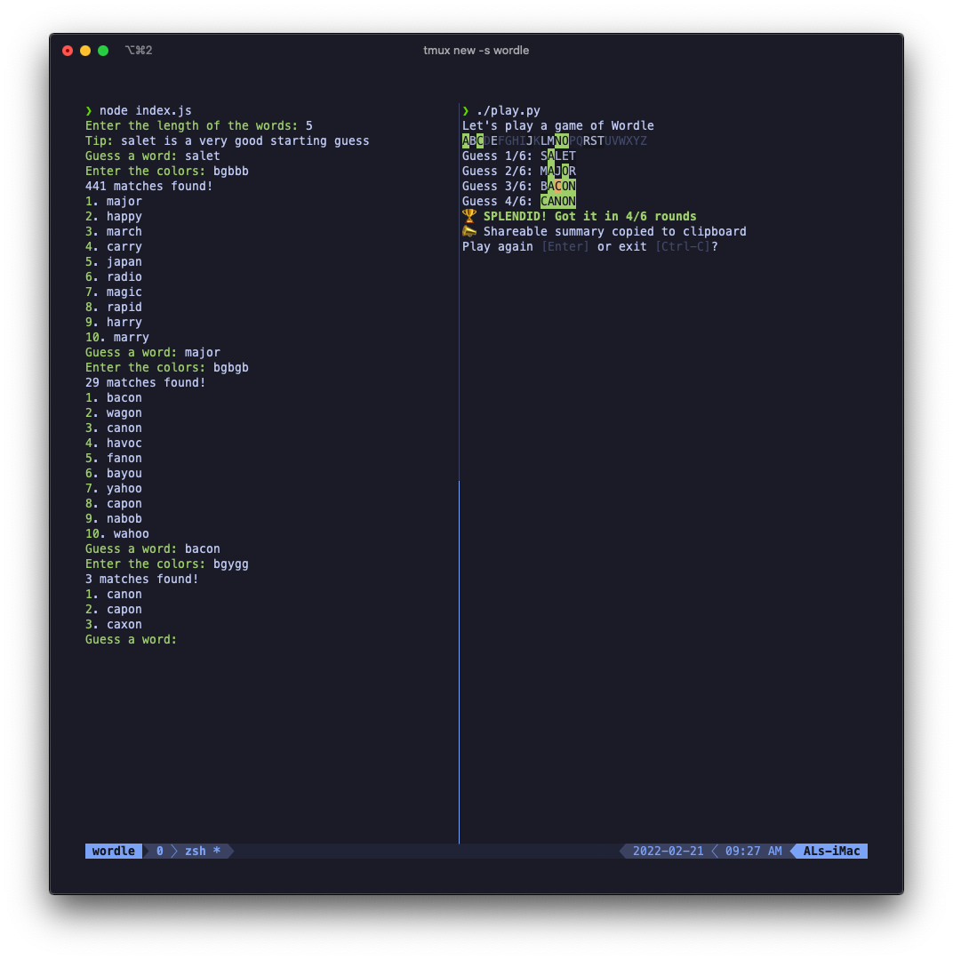 Wordle Solver in action