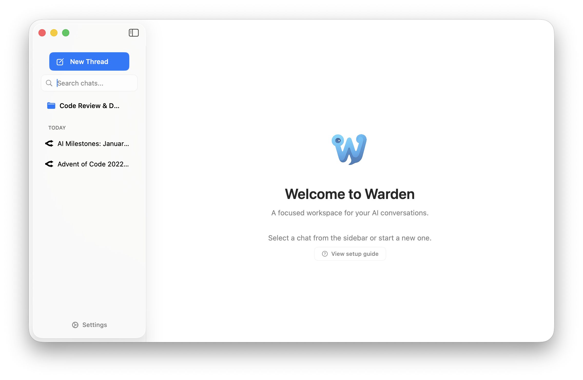 Warden welcome screen