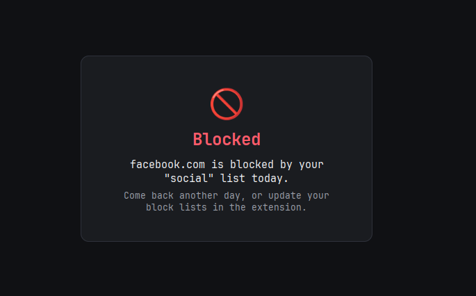 Disrupt blocked page shown when visiting a blocked site