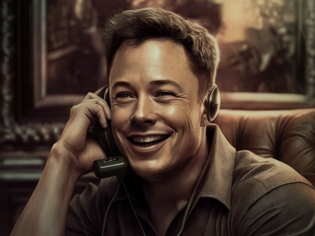 Elon on the phone winking at you