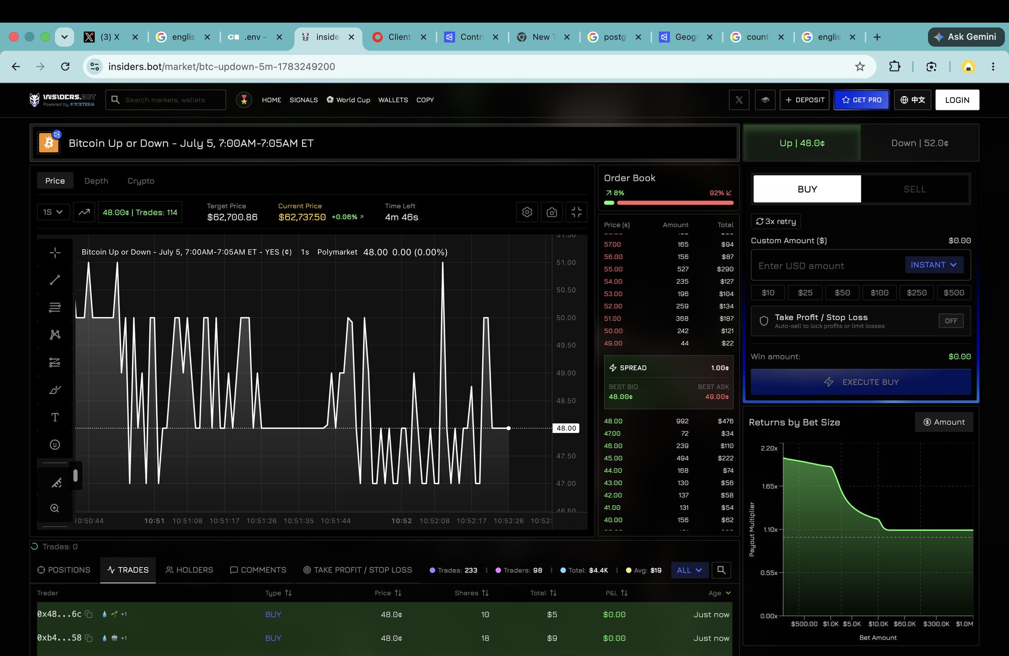insiders.bot live trading terminal