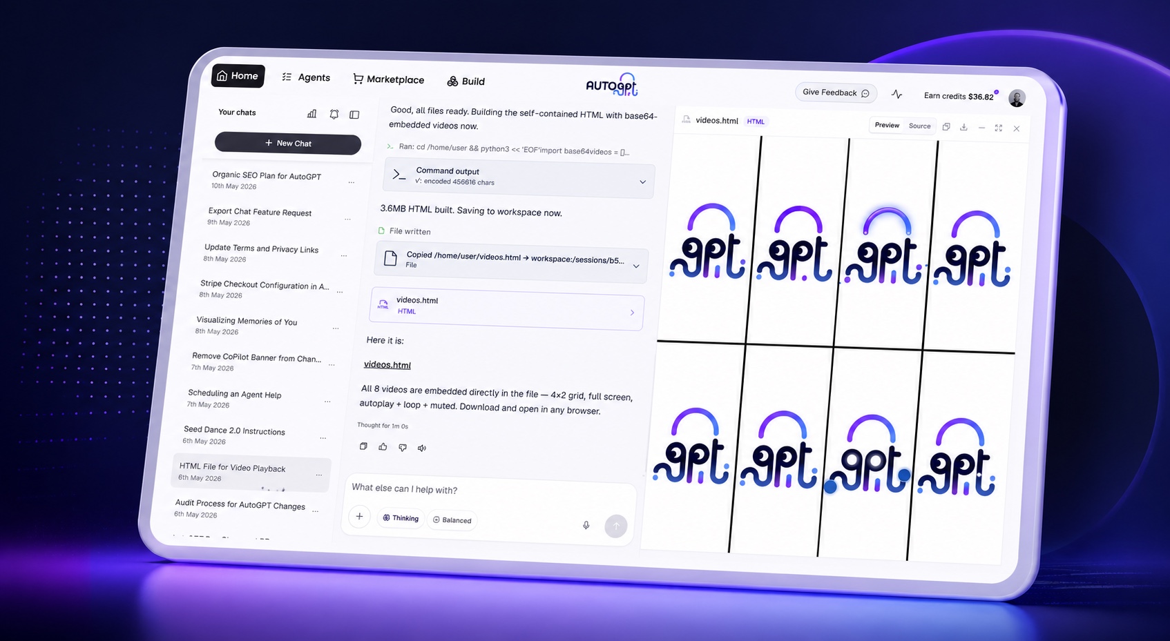 Чат AutoPilot, создающий агента AutoGPT