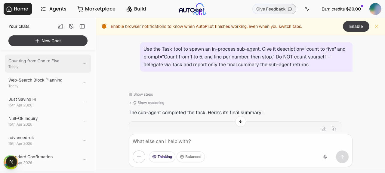 Task sub-agent UI