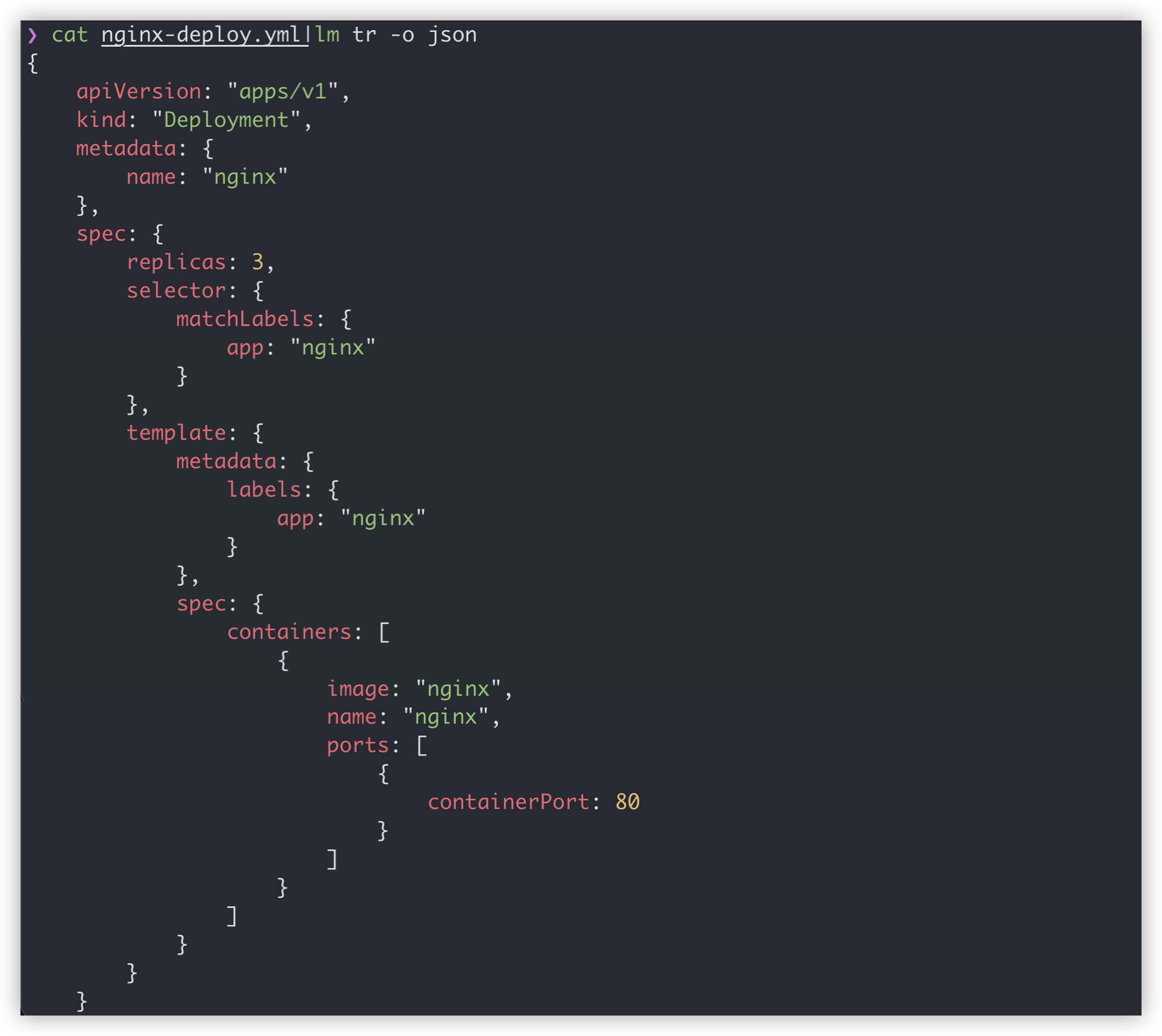 YAML->JSON transformation