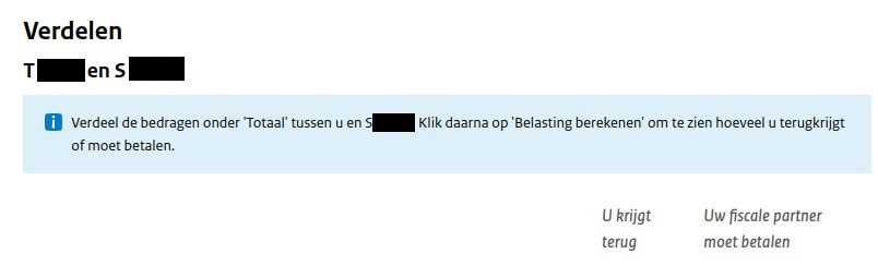 Image of the page verdelen on the belastingdienst website