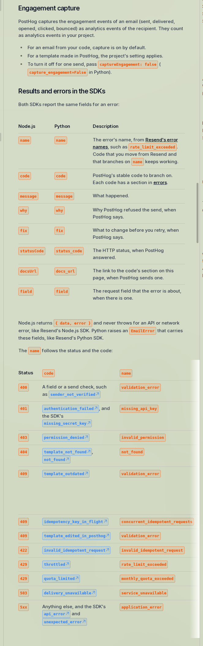 Errors in the SDKs