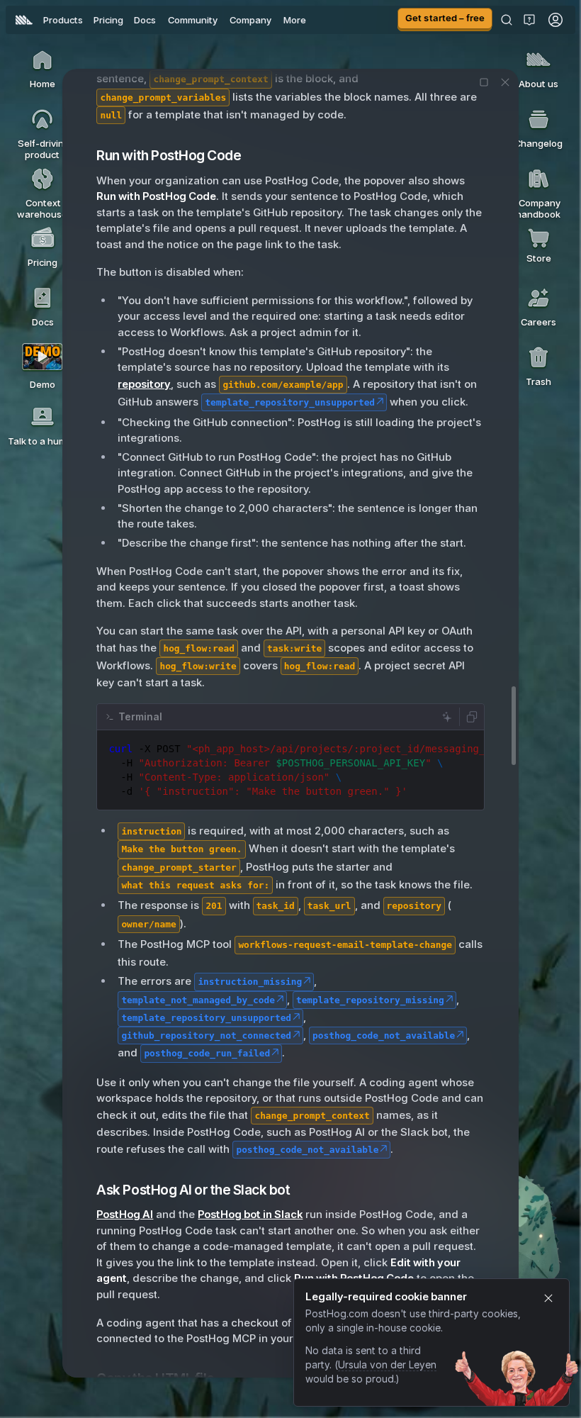 Run with PostHog Code, dark