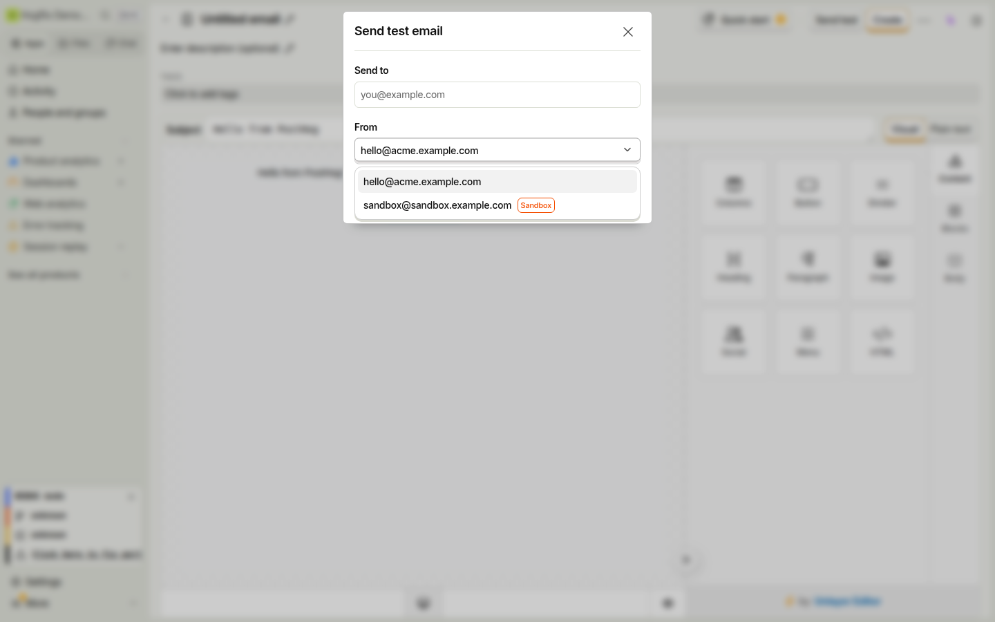 Sender menu
