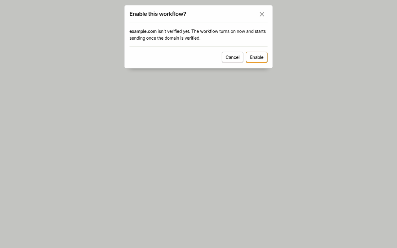 Enable prompt naming one unverified domain