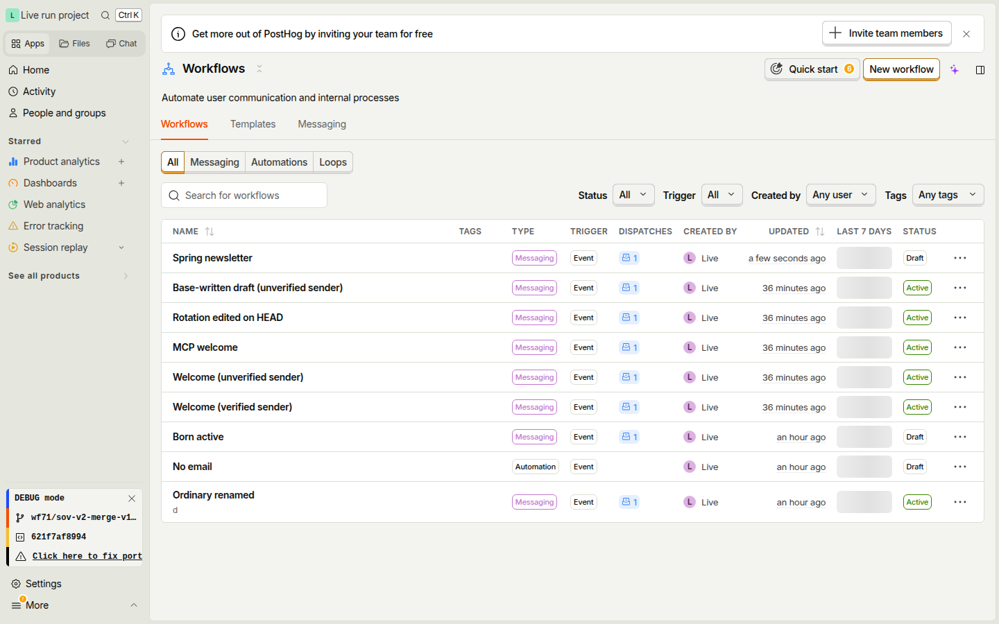 The workflow now shows Draft